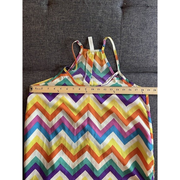 Eunishop Womens Top Size Medium Rainbow Pride Tank Chevron Button Back Racerback - Picture 11 of 11
